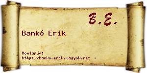 Bankó Erik névjegykártya