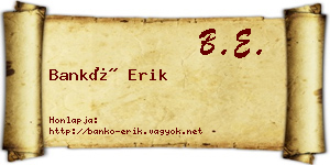 Bankó Erik névjegykártya